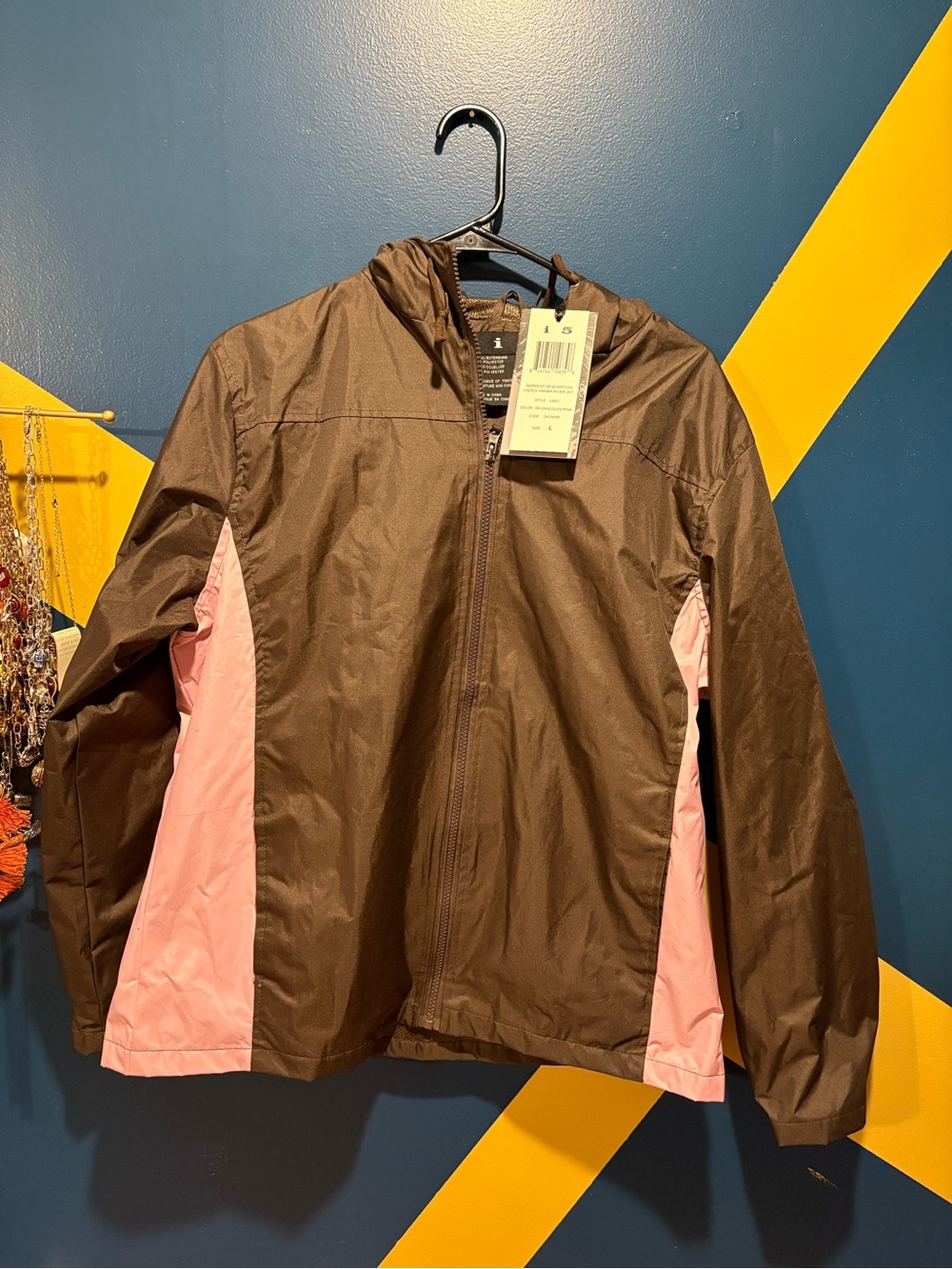i5 Dark Chocolate & Pink Lightweight Jacket NWT